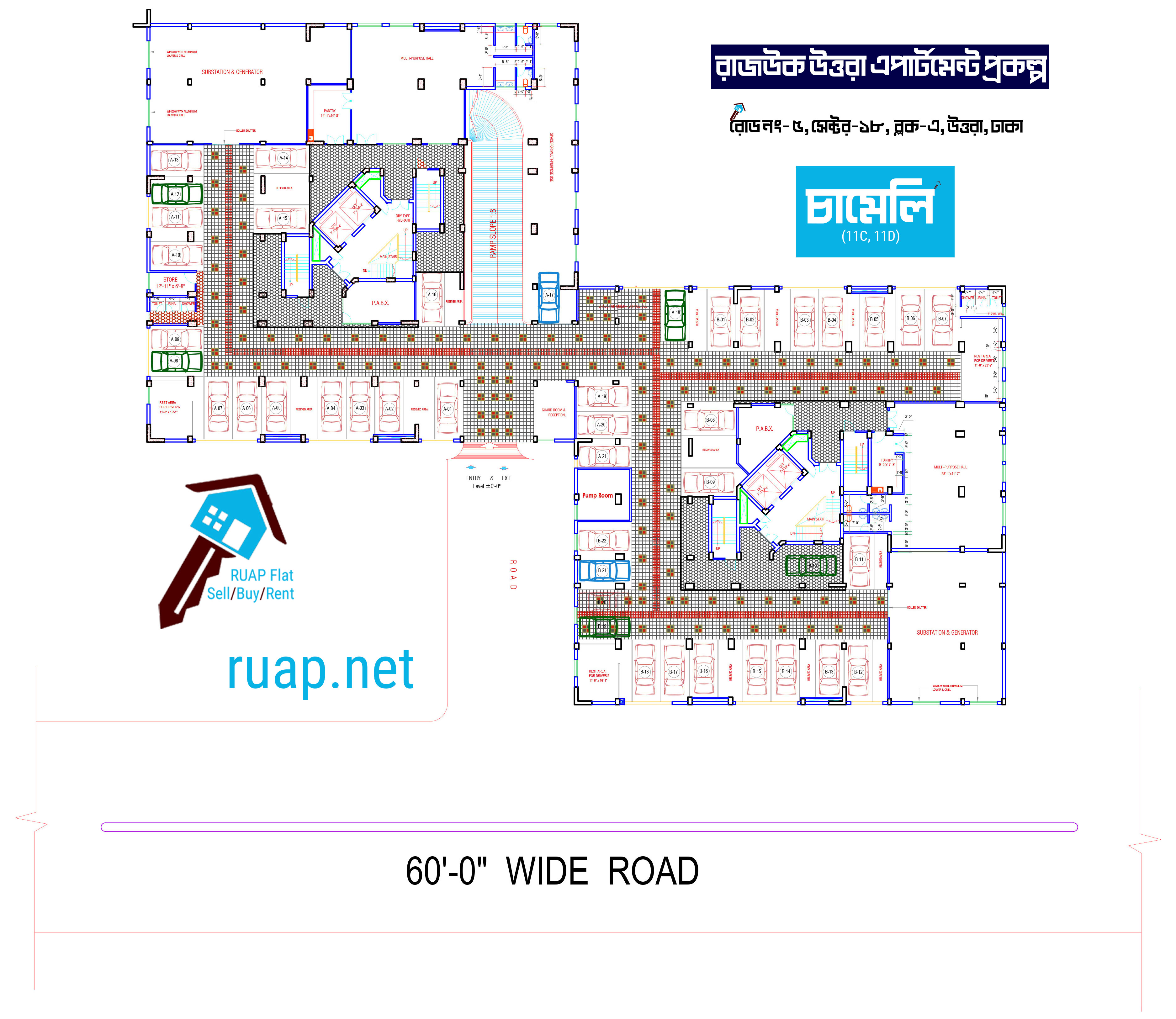 গ্রাউন্ড ফ্লোর প্ল্যান — Chameli