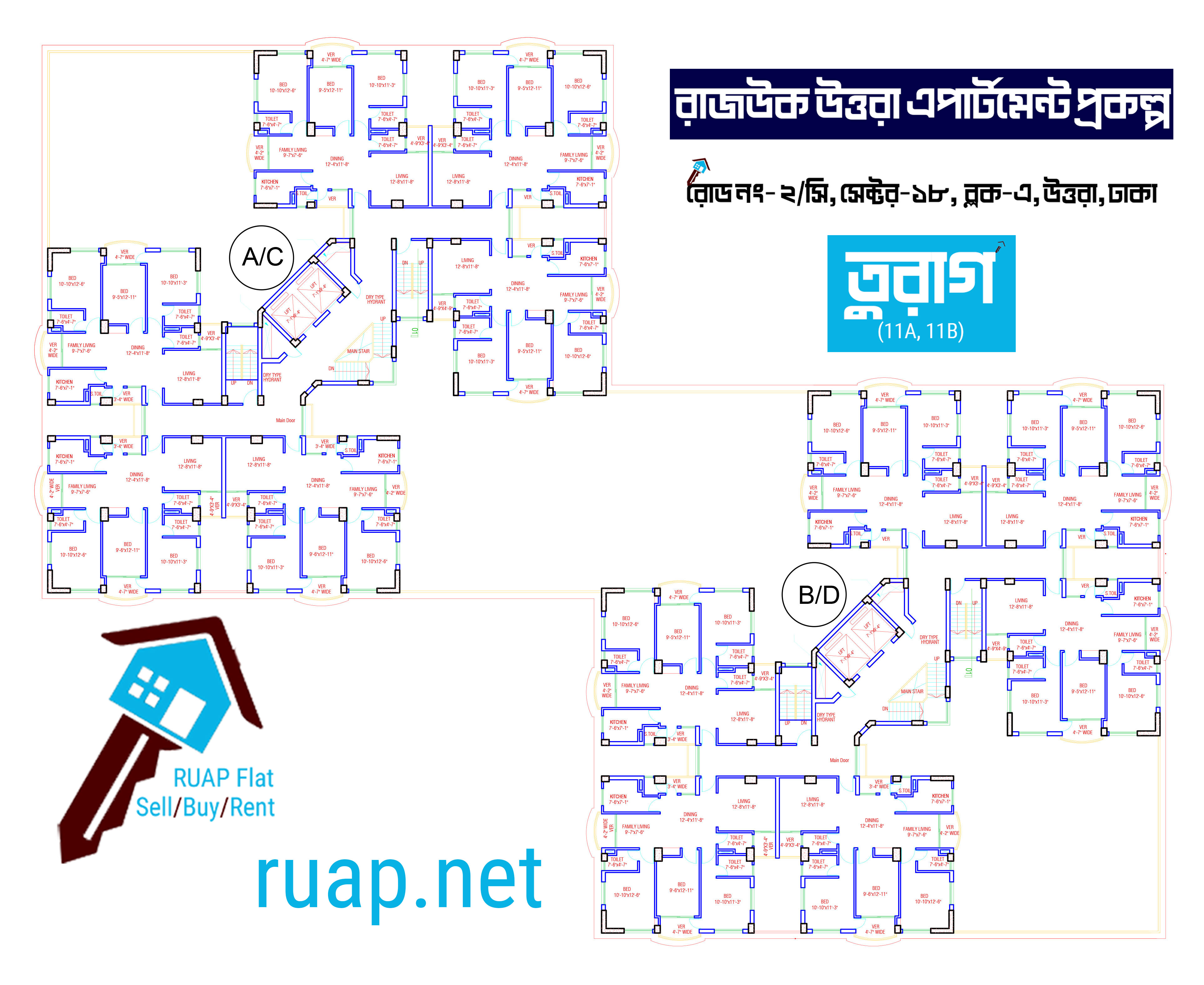 টিপিক্যাল ফ্লোর প্ল্যান — Turag